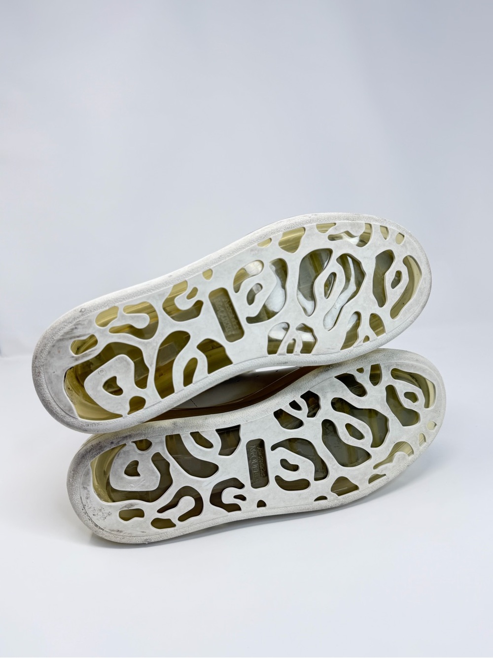 Alexander McQueen White Sneakers with Yellow-Green Soles and Metallic Gold Heel - Picture 6 of 6